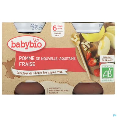 BABYBIO POMME/FRAISE 2X130G