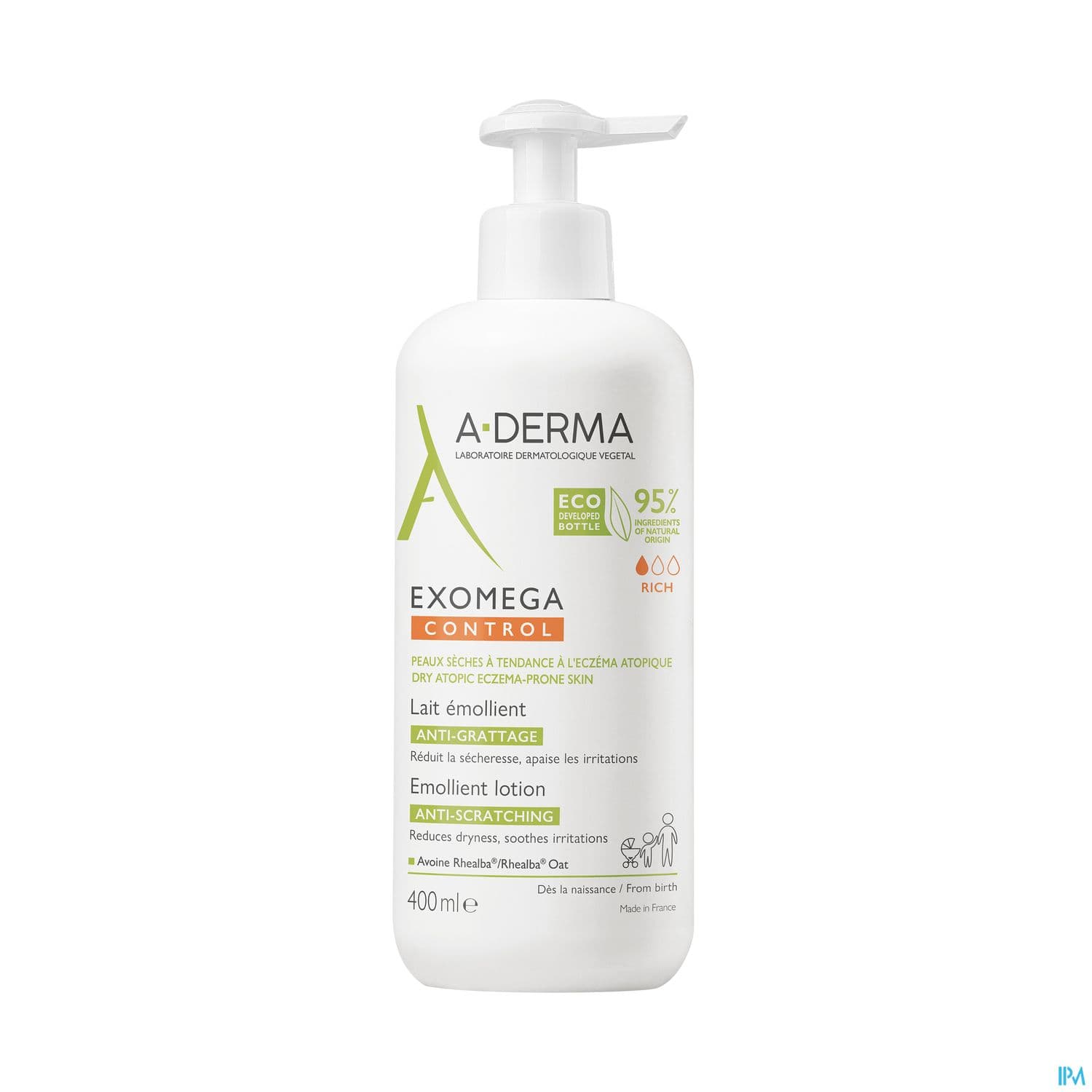 A Derma Exomega Control Lait Emollient Antigrattage Pompe 400ml