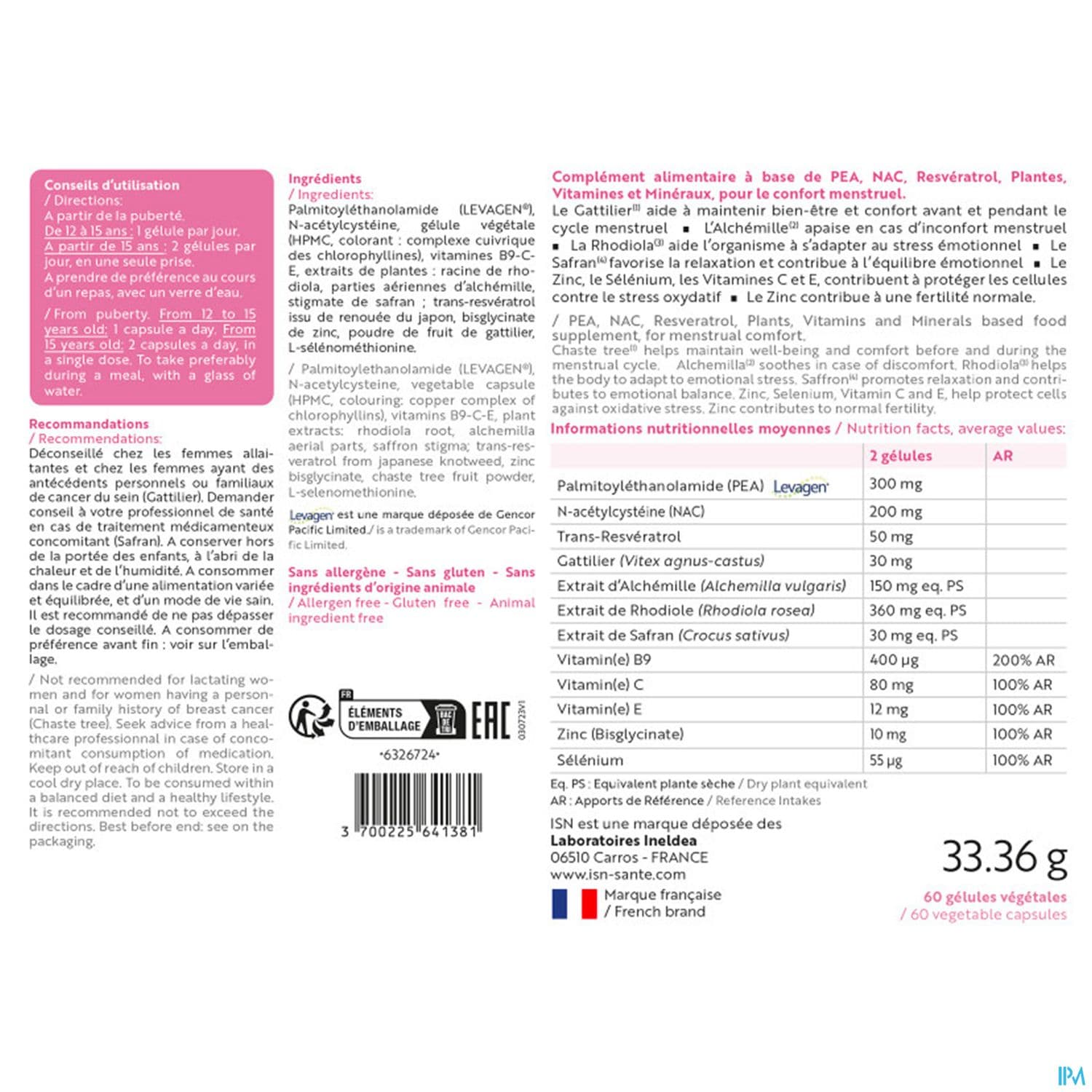 Ineldea Isn Endomelia Confort Menstruel Gelule 60