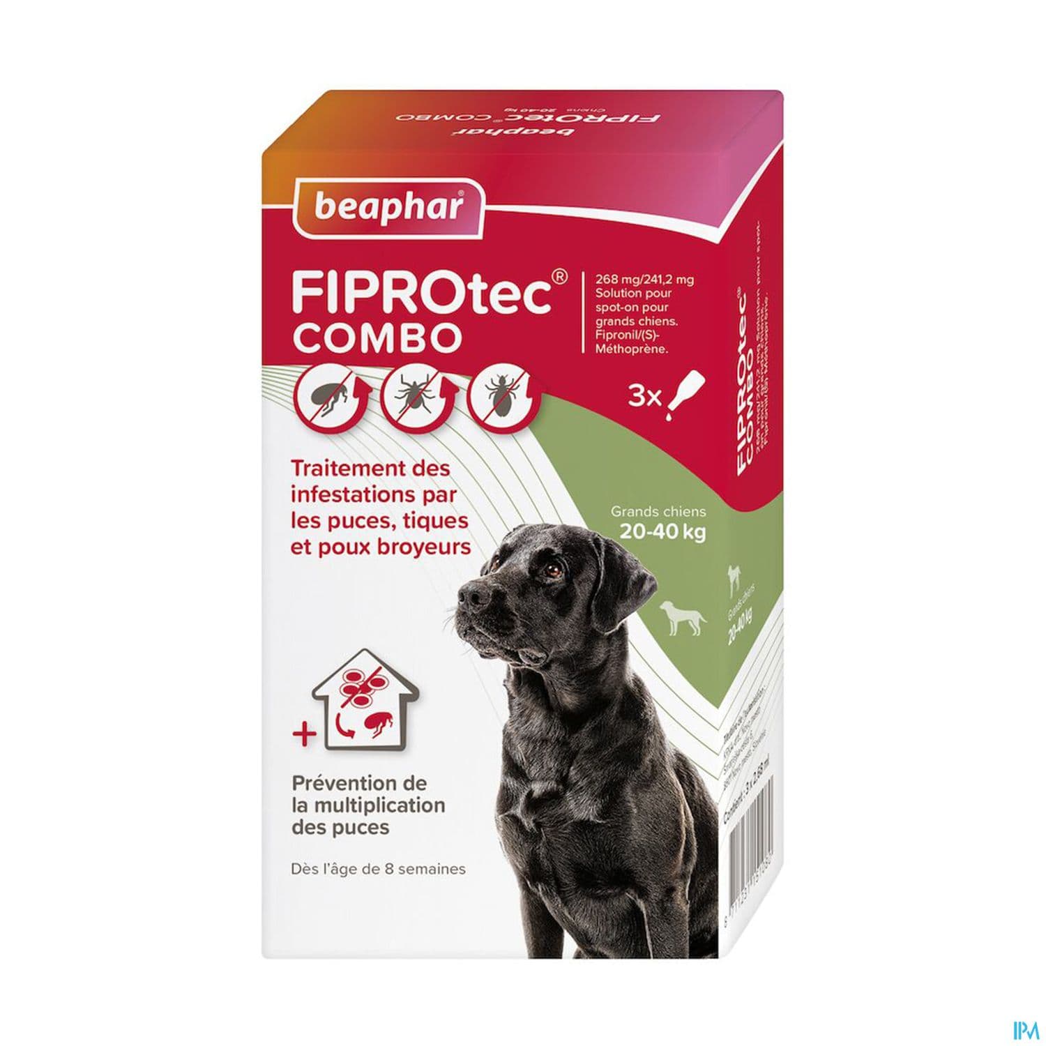 Beaphar Fiprotec Combo Pipette Spot On Chien 20/40kg X3