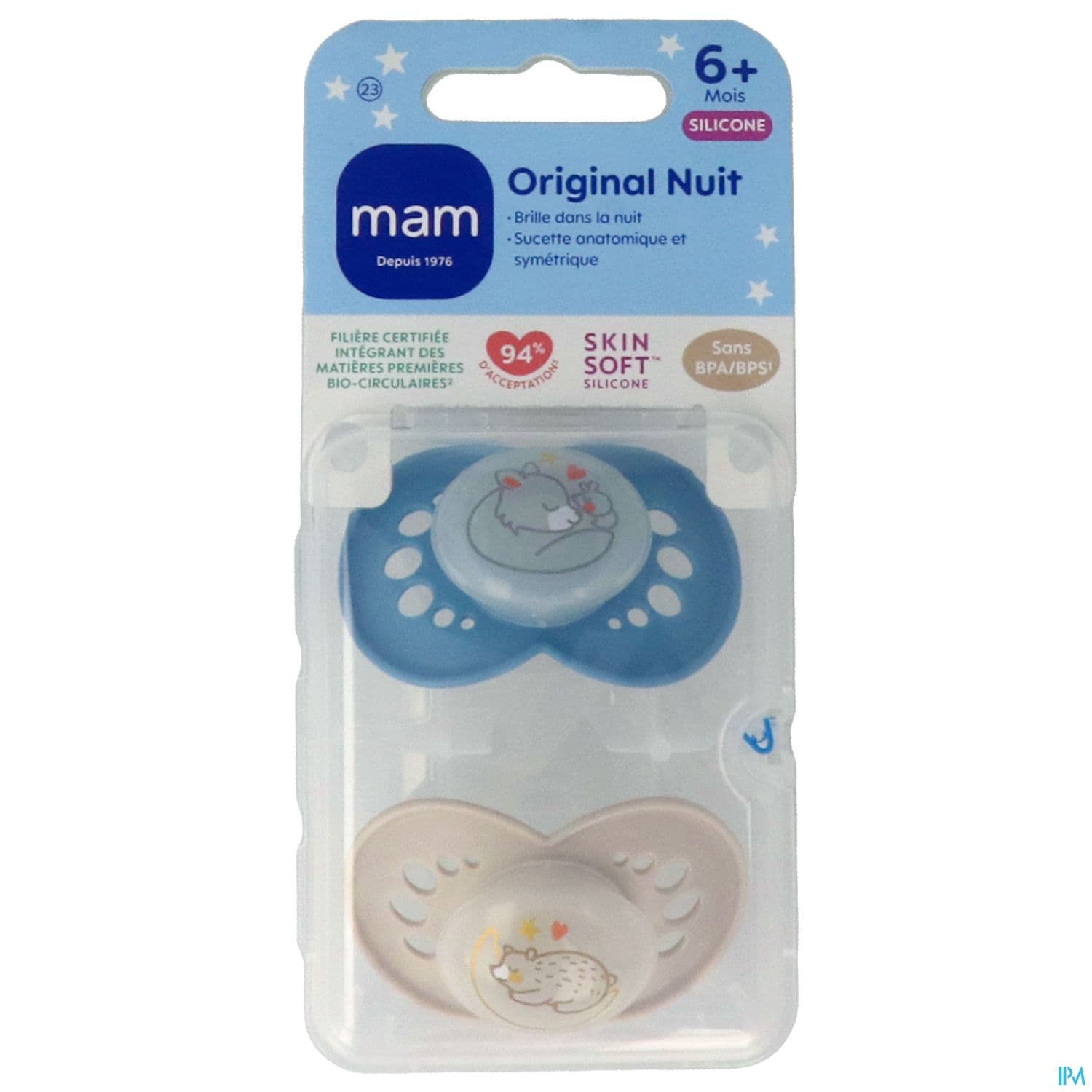 Mam Sucette Original Nuit +6m Silicone X2