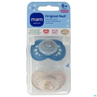 Mam Sucette Original Nuit +6m Silicone X2