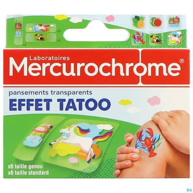 Mercurochrome Pansement Transparent Effet Tatoo X12