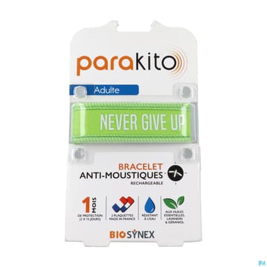 Parakito Bracelet Antimoustique Rechargeable Adulte Never Give Up