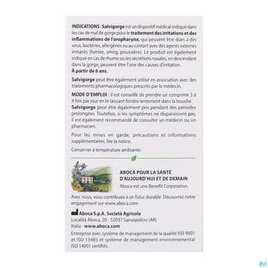 Aboca Salvigorge Comprime A Sucer Dispositif Medical Pour Le Mal De Gorge 20