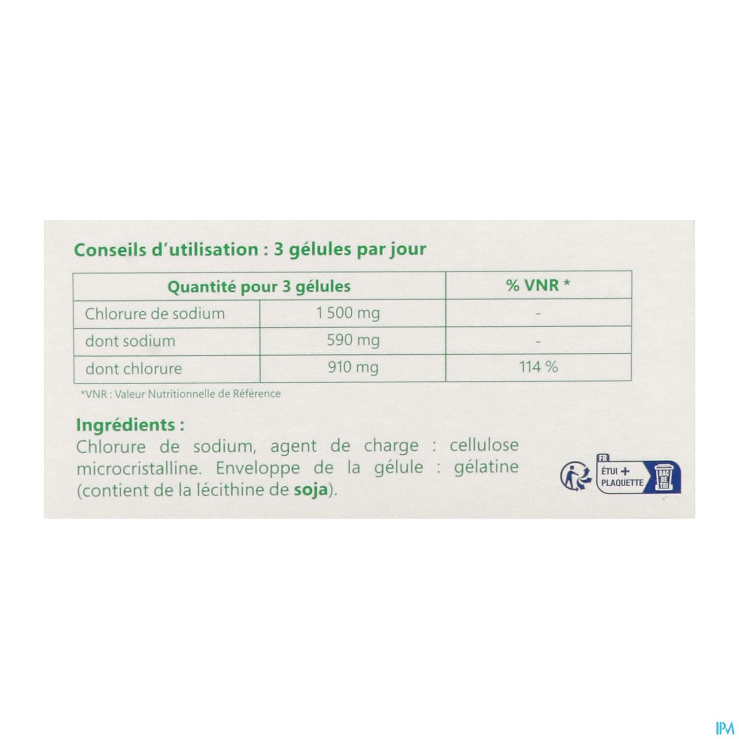 COOPER CHLORURE SODIUM 500MGGELU50
