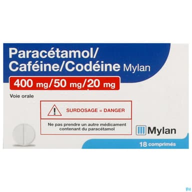 Paracetamol Cafeine Codeine Mylan 400mg/50mg/20mg Comprime 18