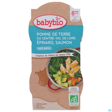 BABYBIO MENU EPINARD/SAUMON 2X200G