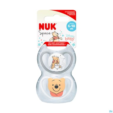 Nuk Sucette Silicone Space 6/18m Winnie l'ourson X2