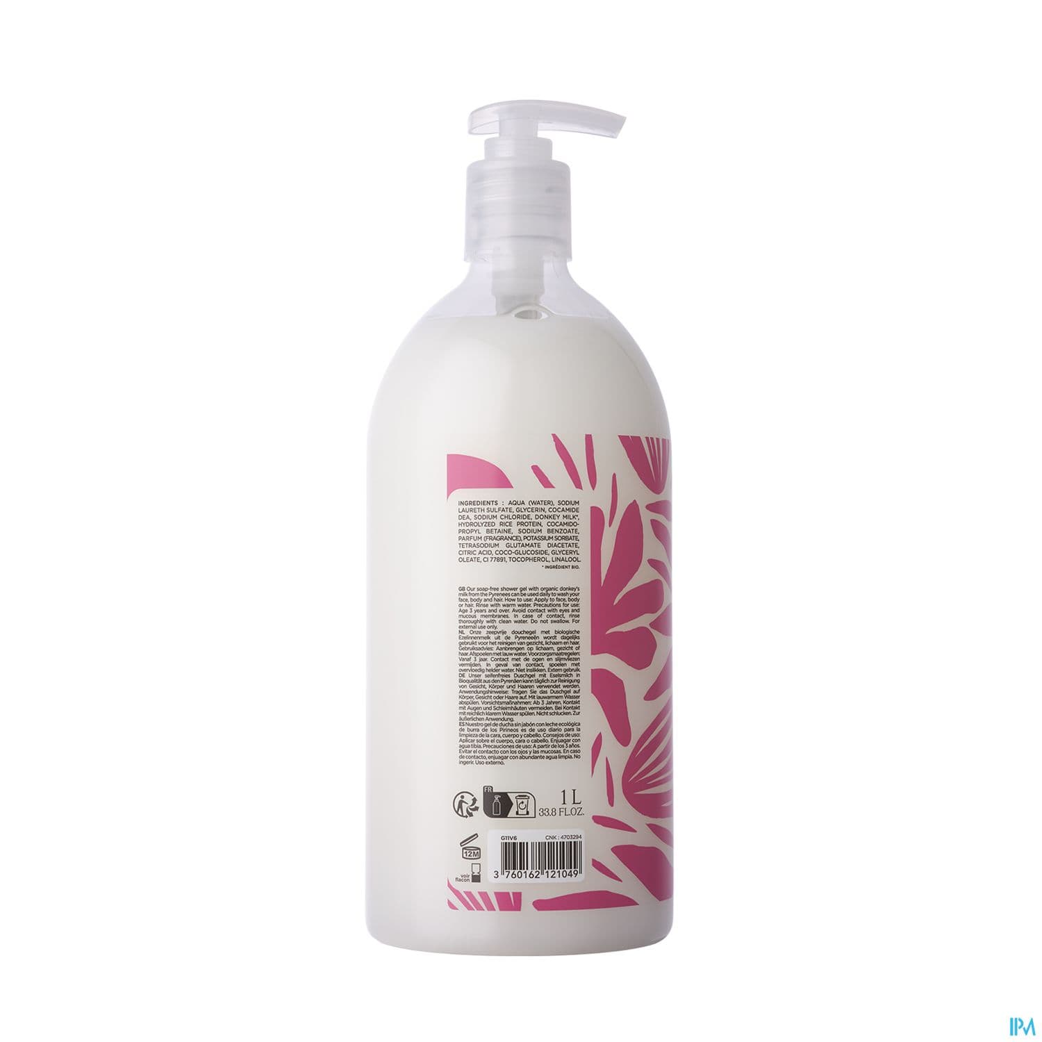 Mkl Green Nature Gel Douche Lait D'anesse Des Pyrenees Cosm'ethik 1l