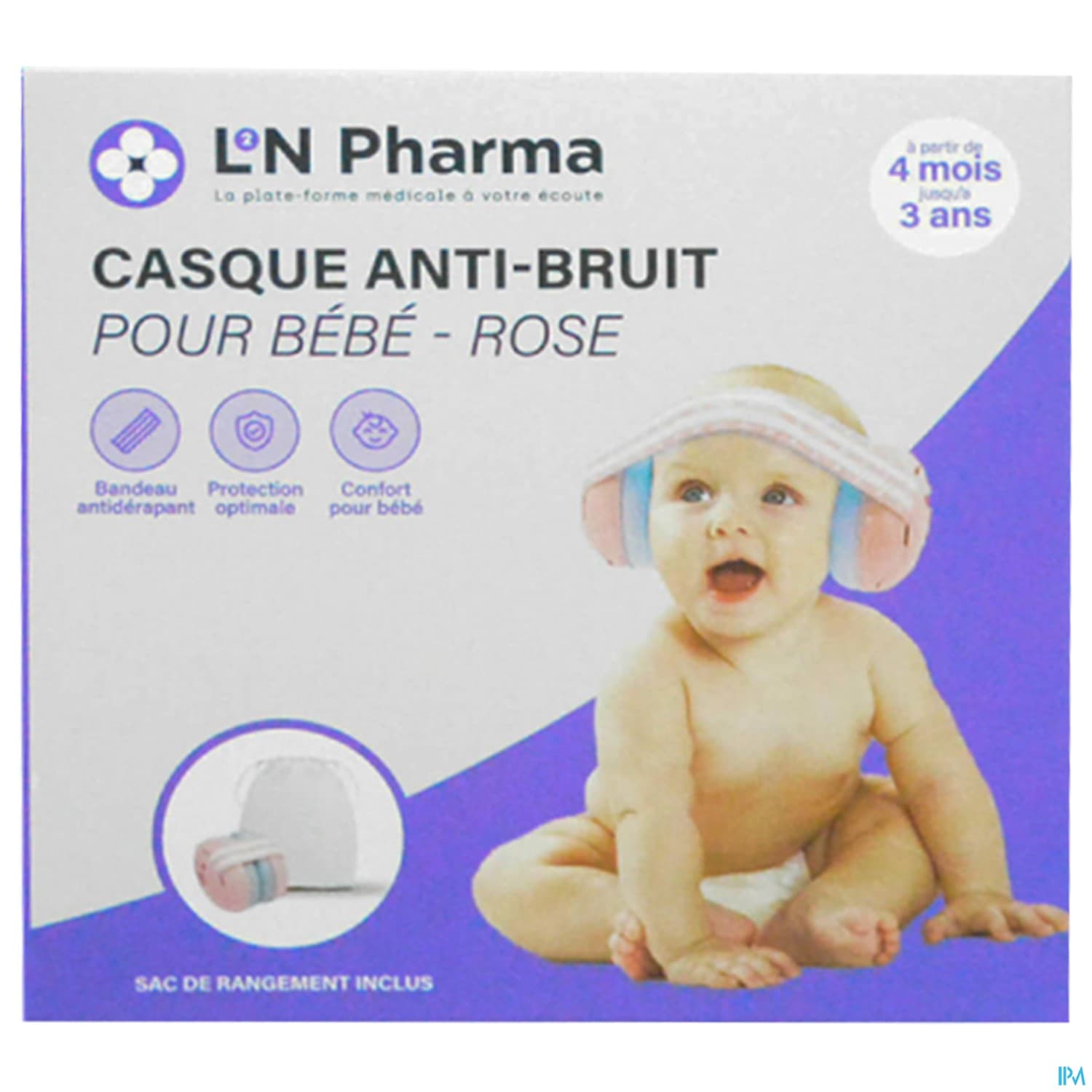L2N CASQUE A/BRUIT BEBE 3M+ ROSE