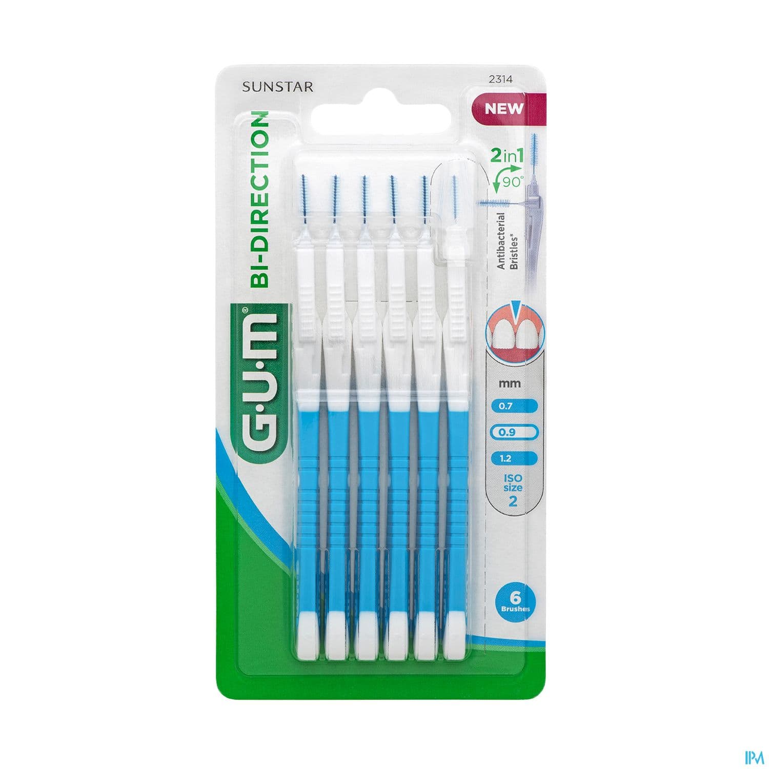 Gum Bidirection Brossette Conique Microfin 0mm9 X6