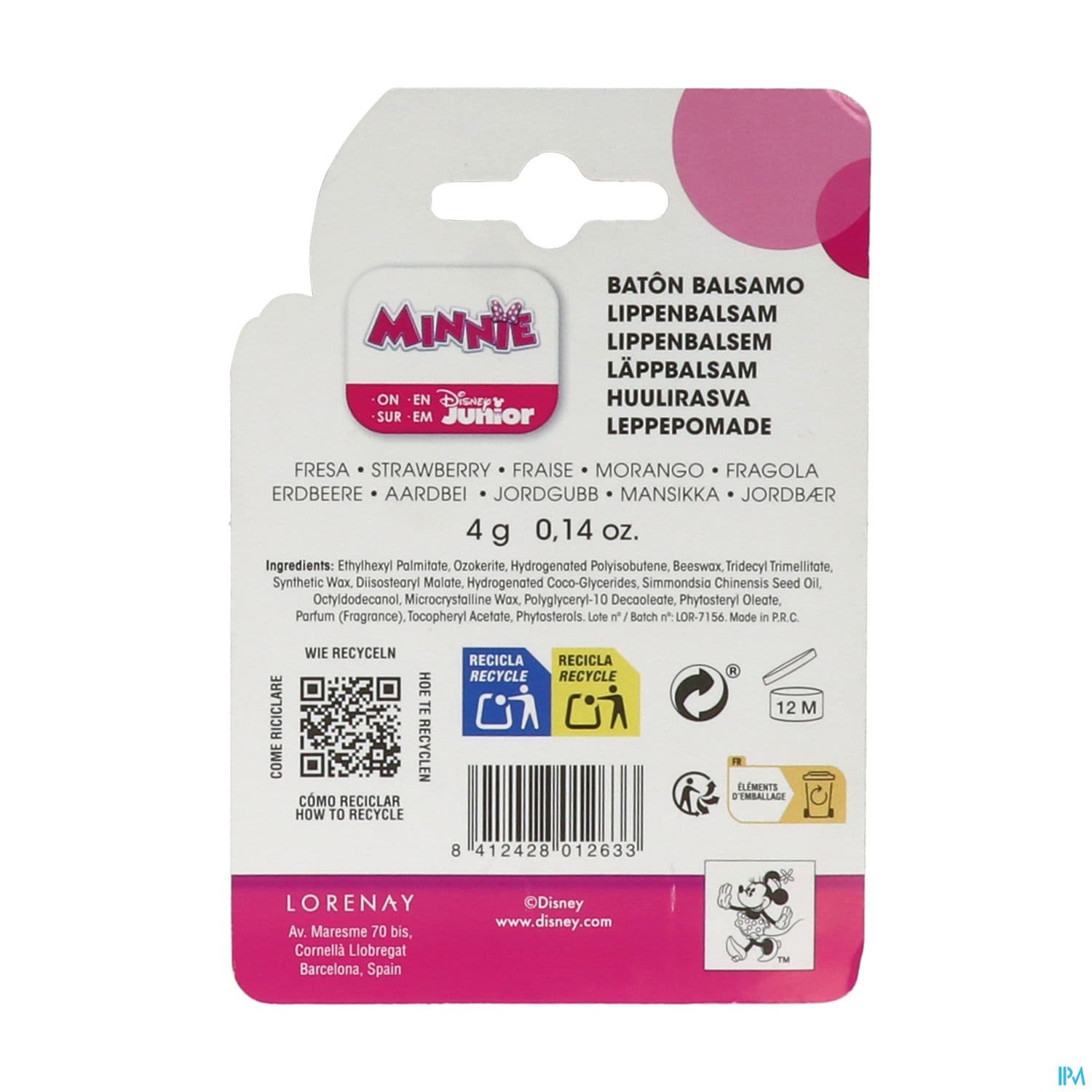 MINNIE BAUME LEVRE FRAISE 4G