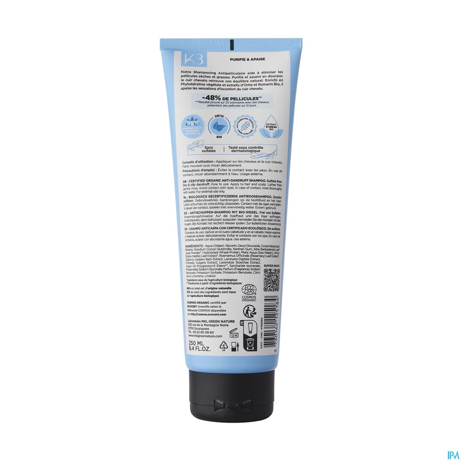 Mkl Green Nature Shampooing Antipelliculaire Bio 250ml