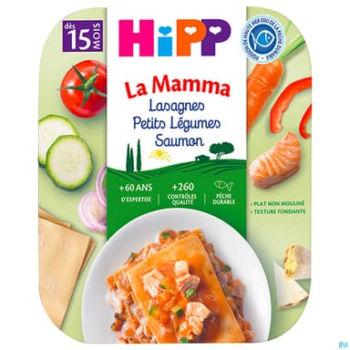 Hipp La Mamma Lasagne Petit Legumes Saumon Bio Assiette 250g