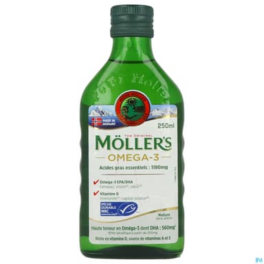 Mollers Huile De Foie De Morue Liquide Sans Arome 250ml