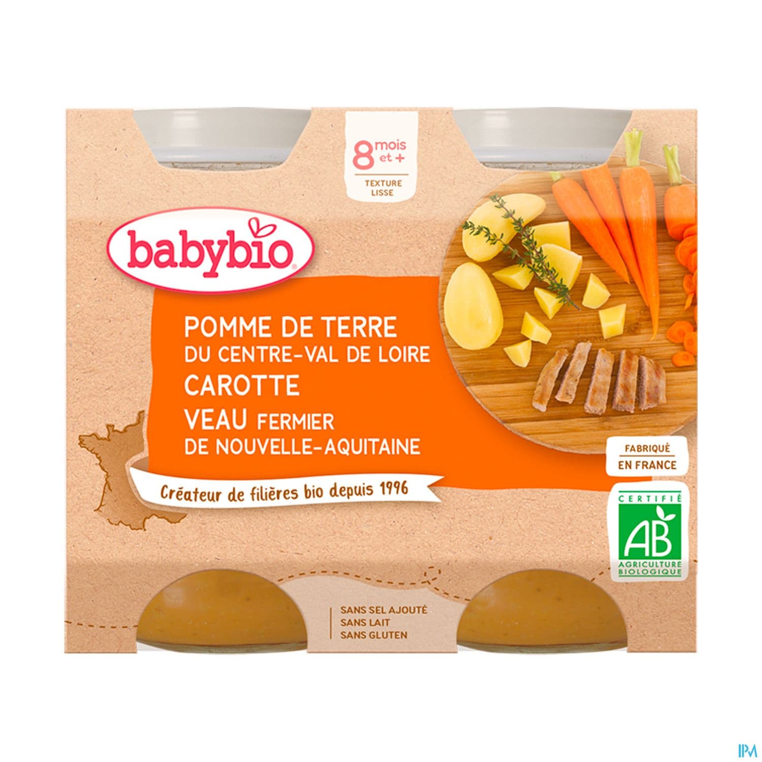 BABYBIO MENU PDT/CAROT/VEAU 2X200G