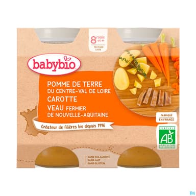 BABYBIO MENU PDT/CAROT/VEAU 2X200G