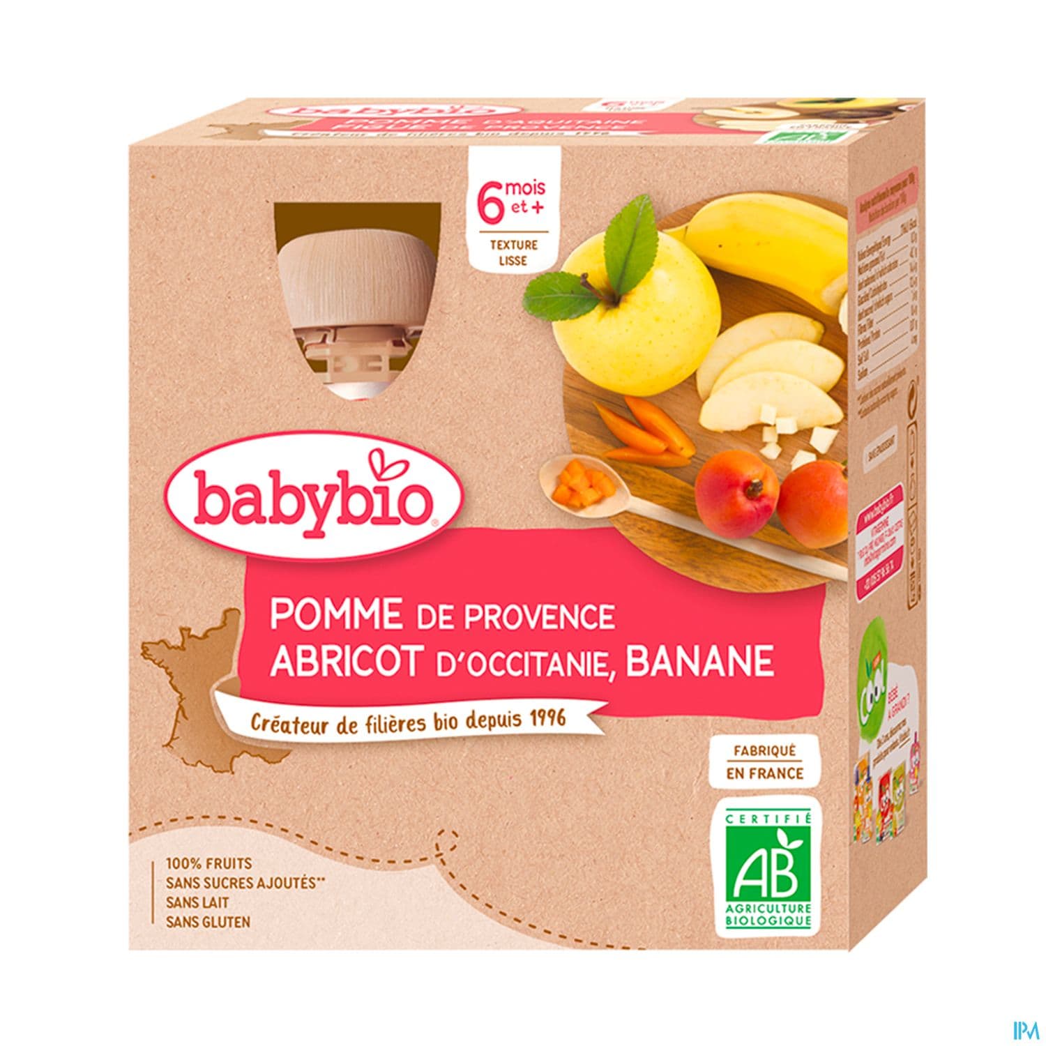 BABYBIO GOURD POM/ABR/BAN 4X90