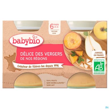 BABYBIO DELICE DE FRUITS 2X130G