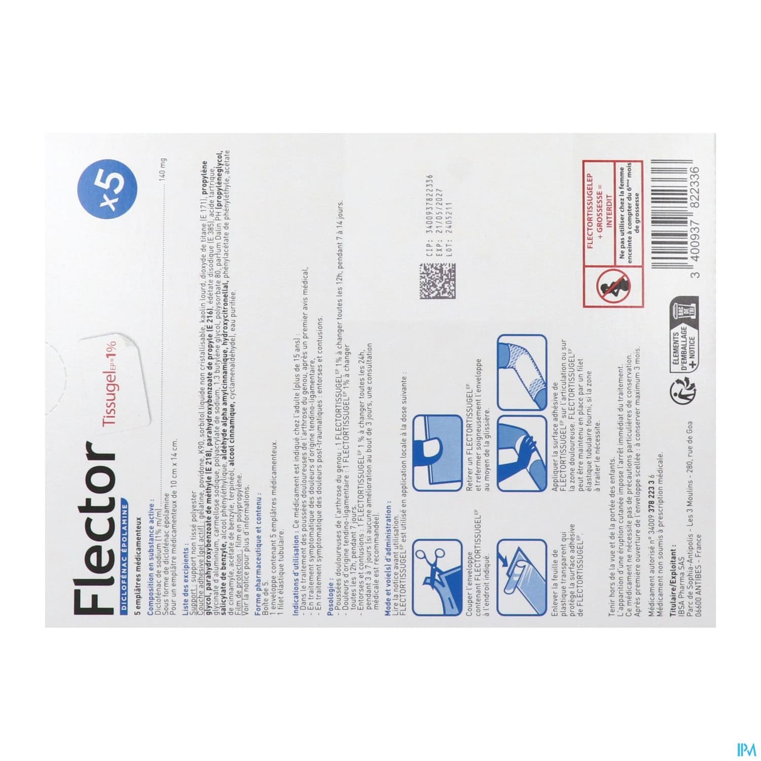 FLECTORTISSUGELEP 1% EMPLATRE 5