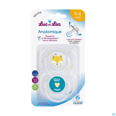 Luc Et Lea Sucette Anatomique Garcon Anneau 0/6m X2