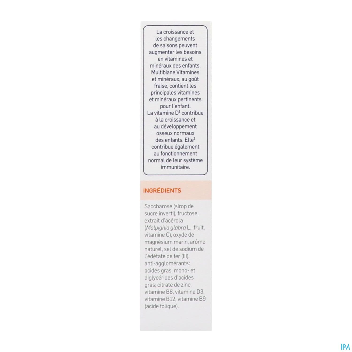 MULTIBIANE VIT/MIN ENF CPR CROQ 30