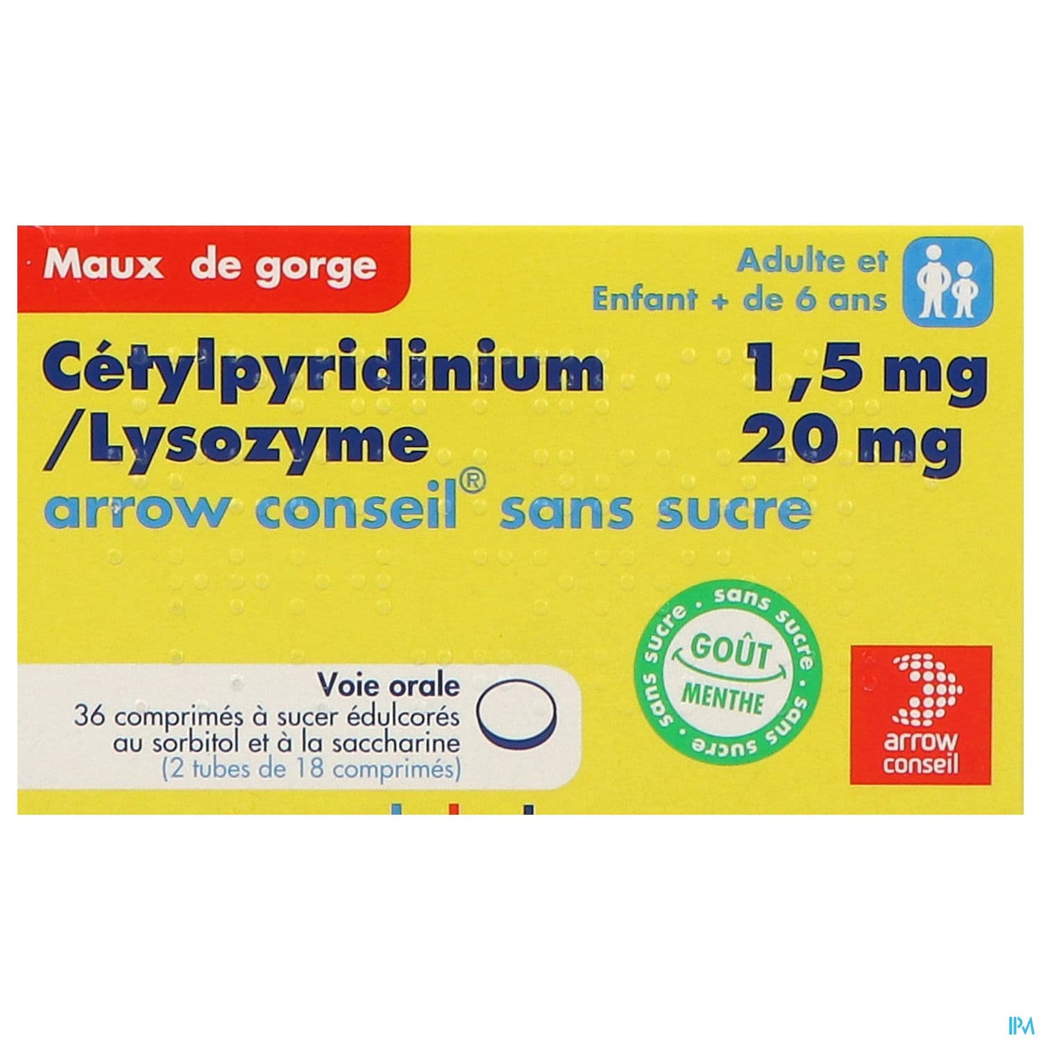 Cetylpyridinium Lysozyme Arrow Conseil Sans Sucre Comprime A Sucer 36