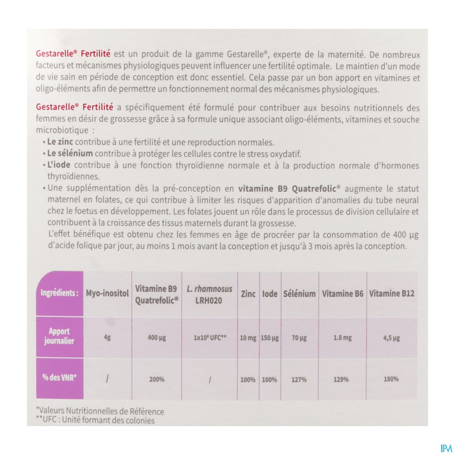 GESTARELLE FERTILITD 30 SACHETS