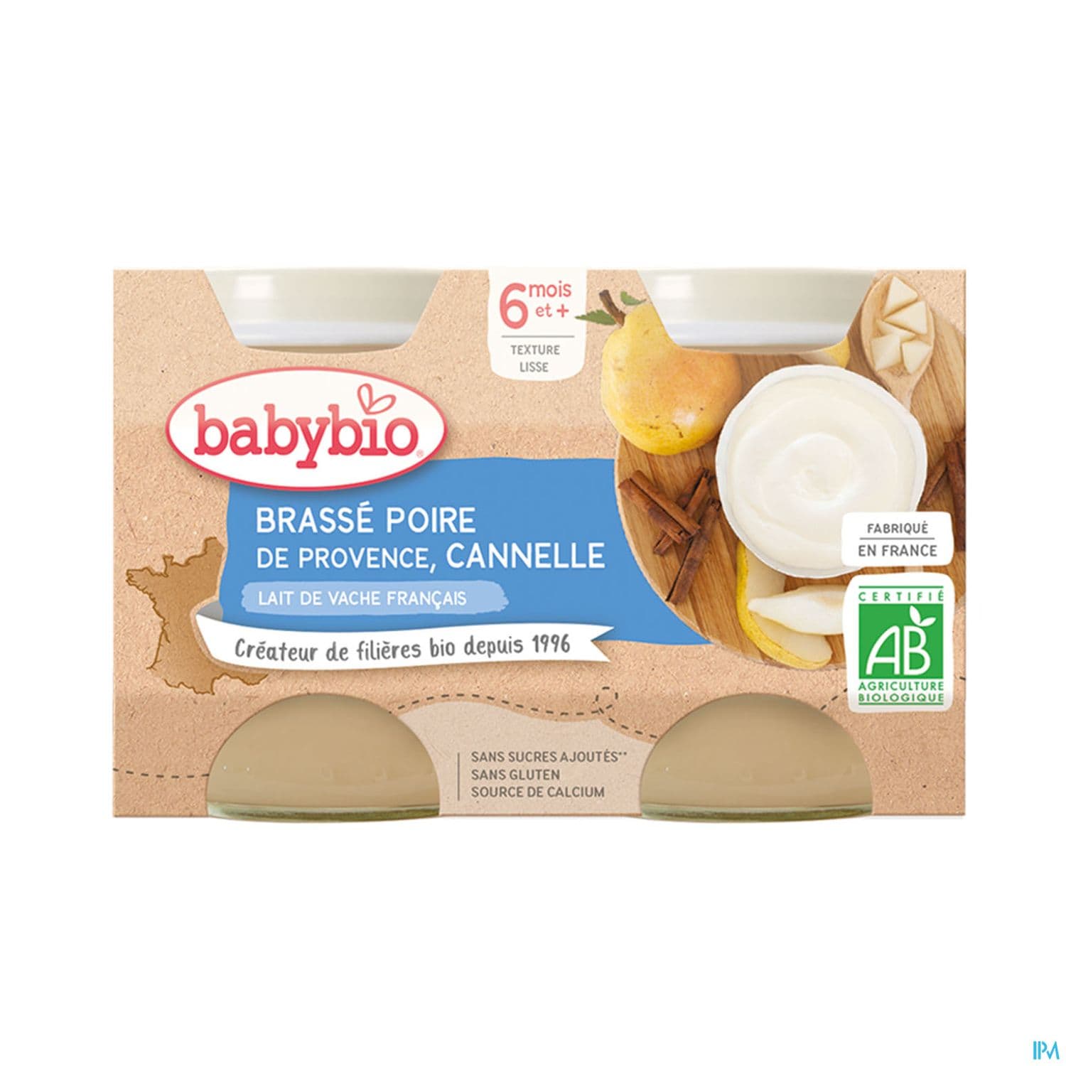 Babybio Brasse Au Lait De Vache Francais Poire De Provence Canelle 6m 130g X2