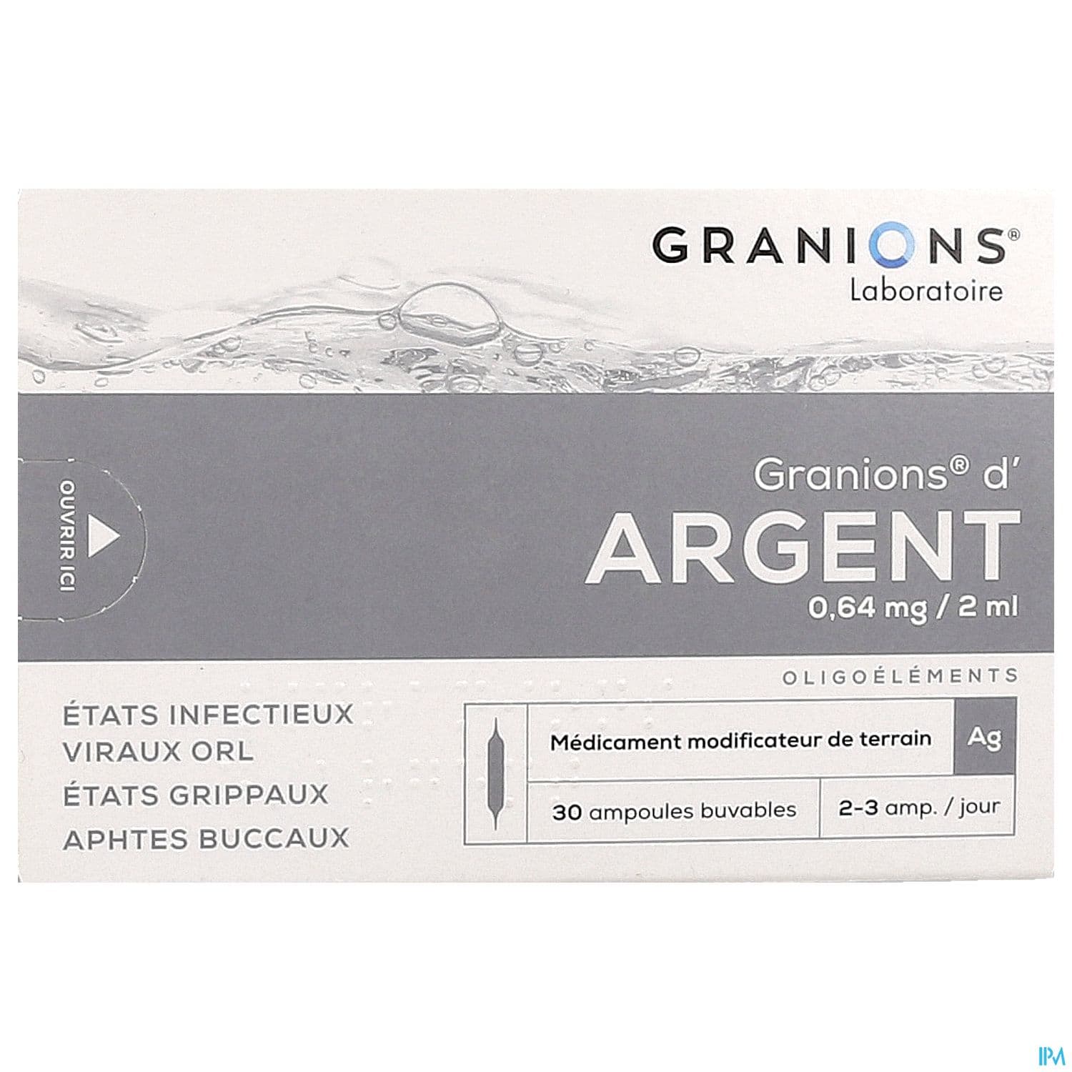 Granions Argent 0mg64/2ml Solution Buvable Ampoule 2ml 30