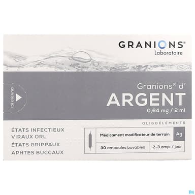 Granions Argent 0mg64/2ml Solution Buvable Ampoule 2ml 30