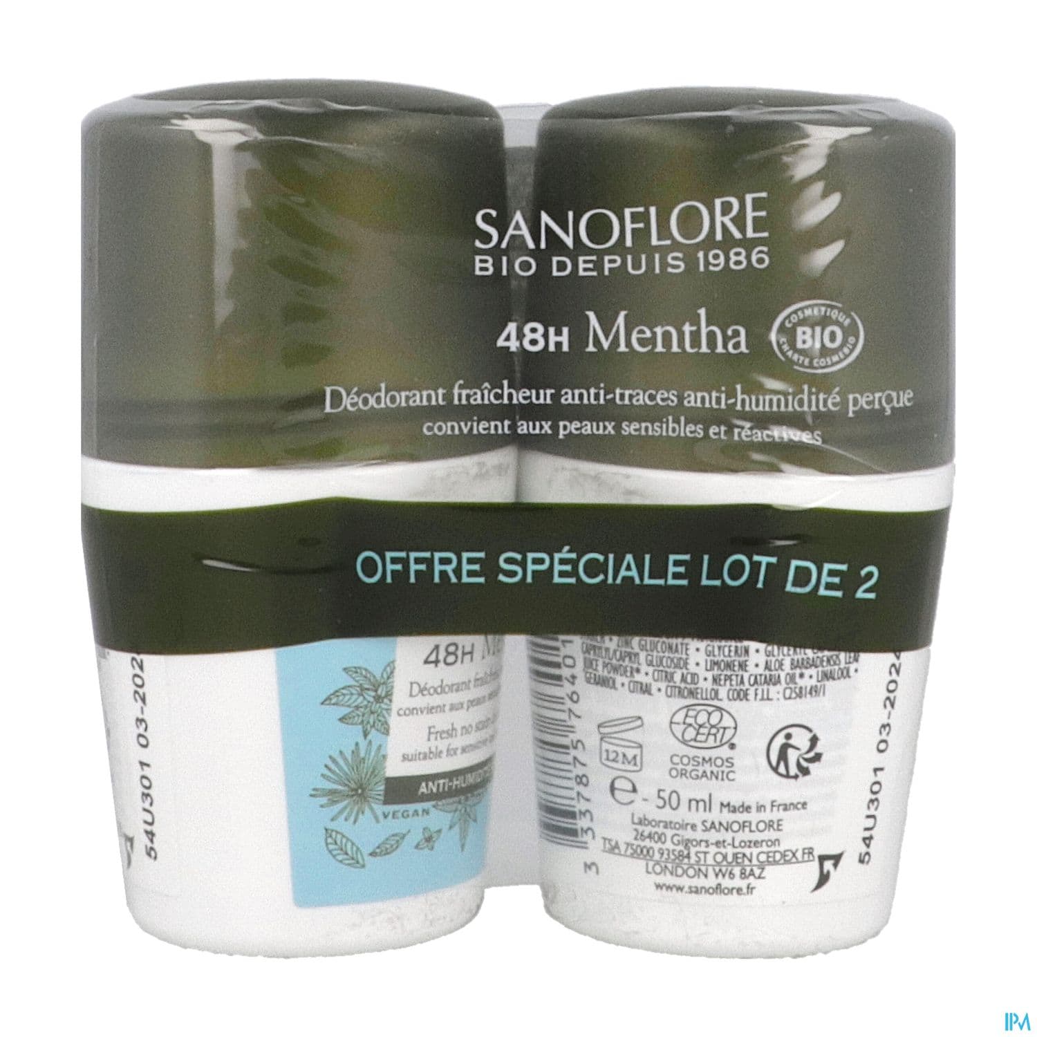 SANOFLORE DEOD 48H MENTHA 50MLX2