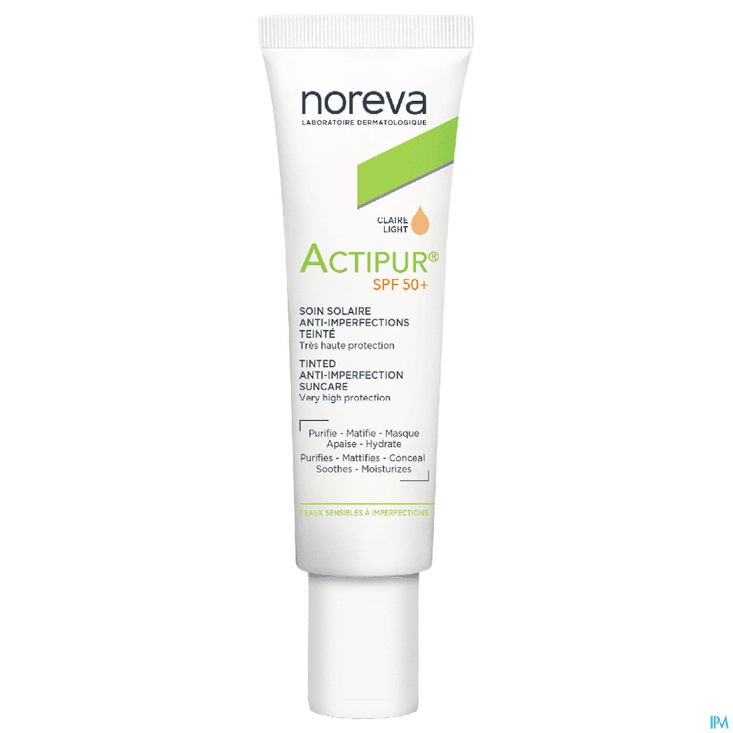 Noreva Actipur Soin Solaire Antiimperfections Spf50+ Teinte Claire 40ml