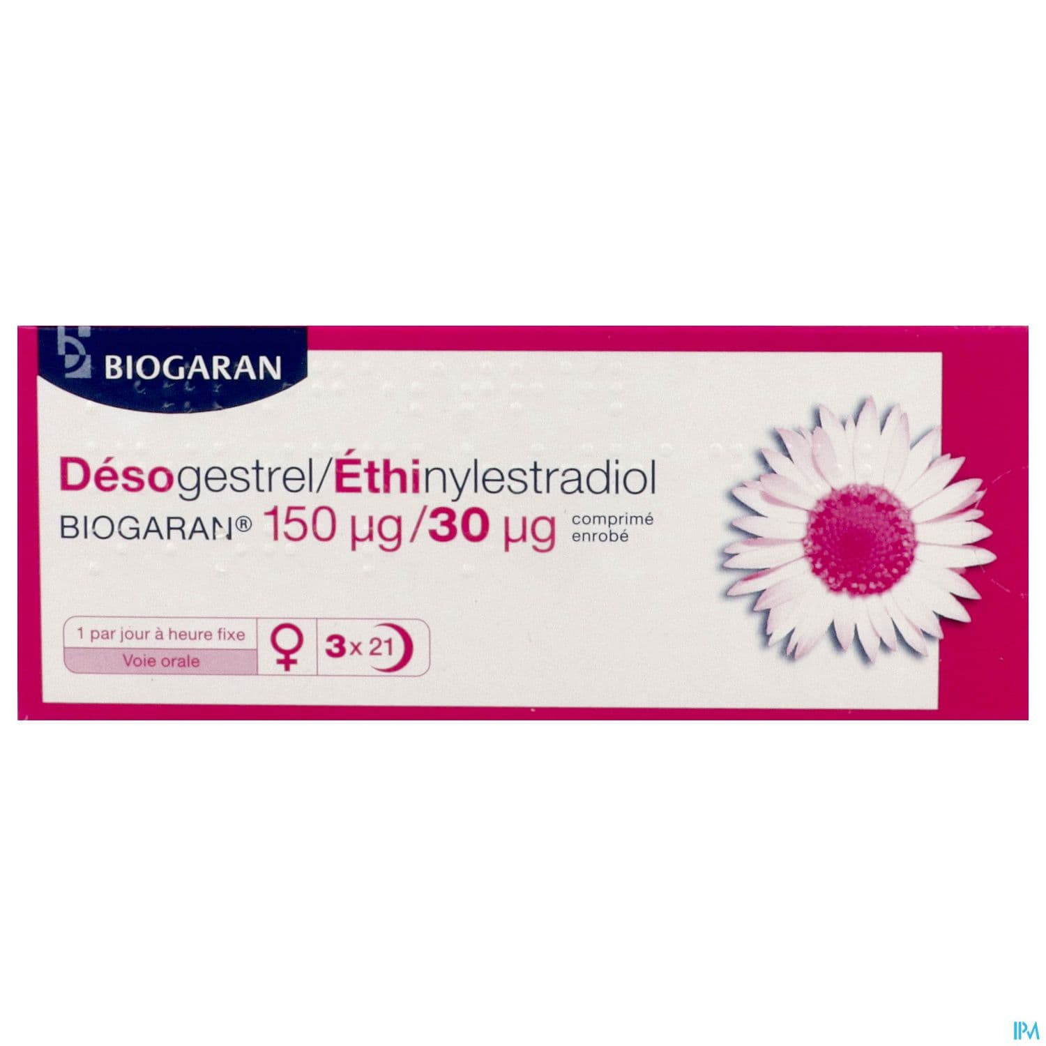 Desogestrel Ethinylestradiol Biogaran 150/30mcg Comprime 21 X3