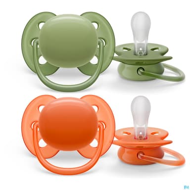 Avent Sucette Ultra Soft Scf093/01 Kaki/terracotta +18mois X2