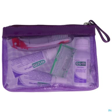 Gum Kit Orthodontique Bain De Bouche + Dentifrice + Brosse A Dents + Cire
