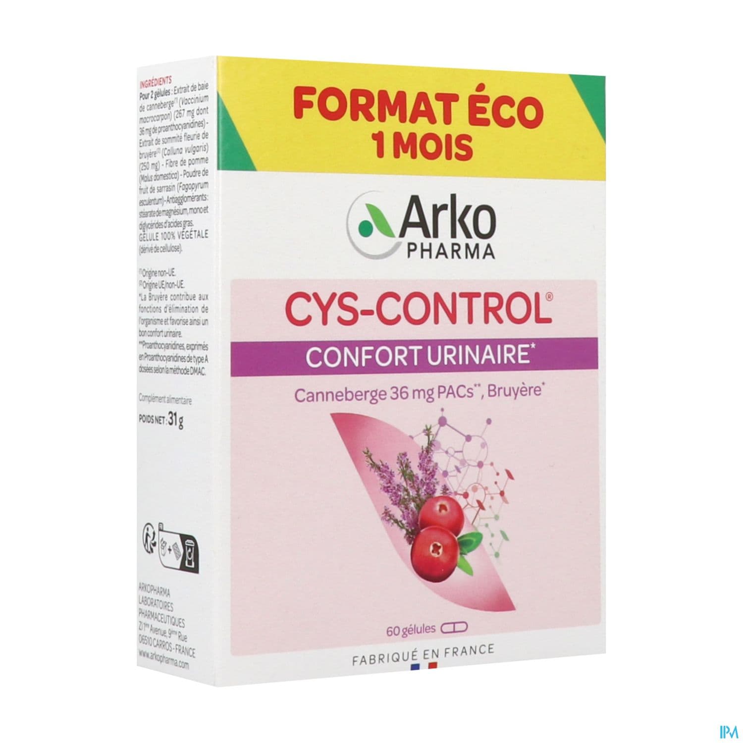 Cys Control 36mg De Pac Gelule 60