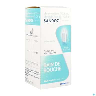 Chlorhexidine Chlorobutanol Sandoz 0ml5/0g5/100ml Bain De Bouche 200ml
