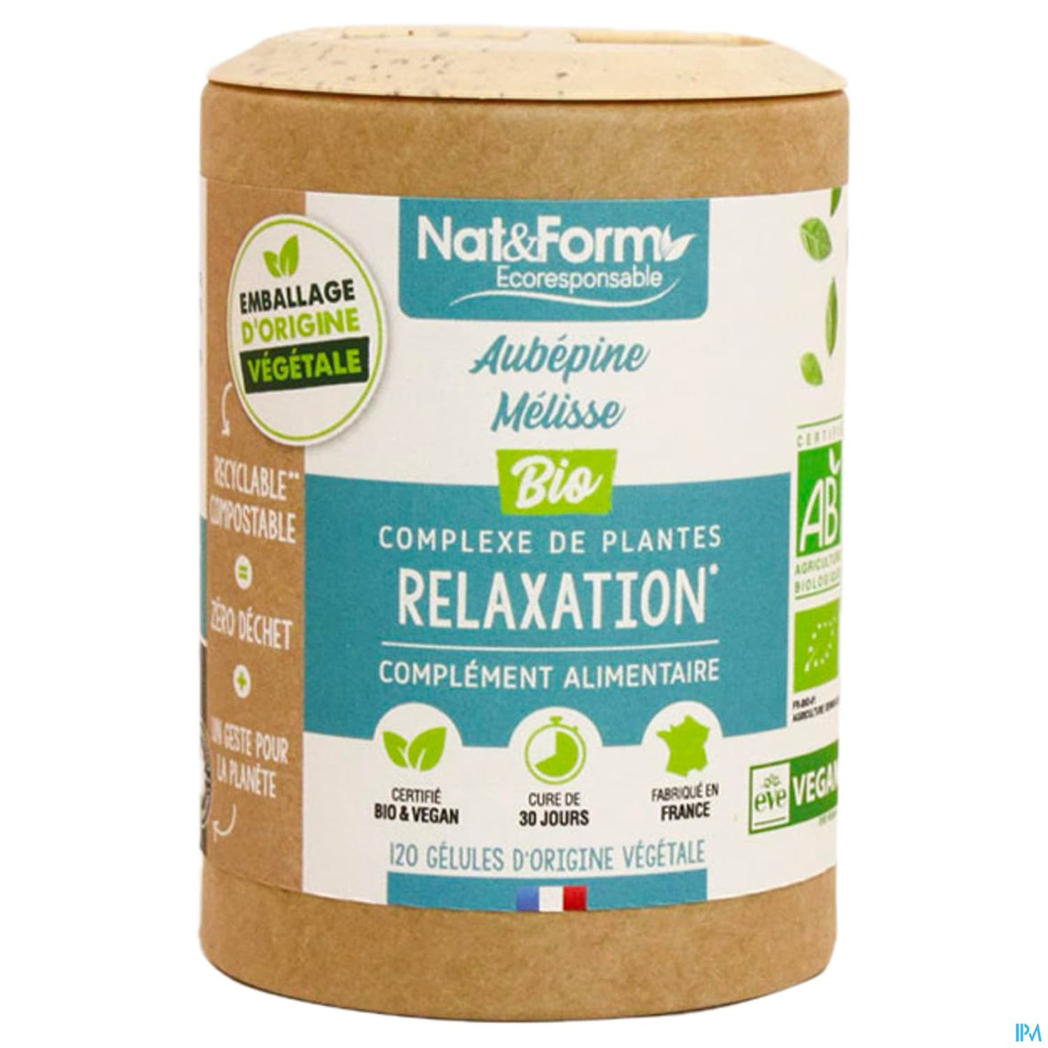 Nat Et Form Ecoresponsable Aubepine Melisse Bio Gelule Vegetale 120