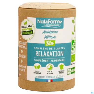 Nat Et Form Ecoresponsable Aubepine Melisse Bio Gelule Vegetale 120