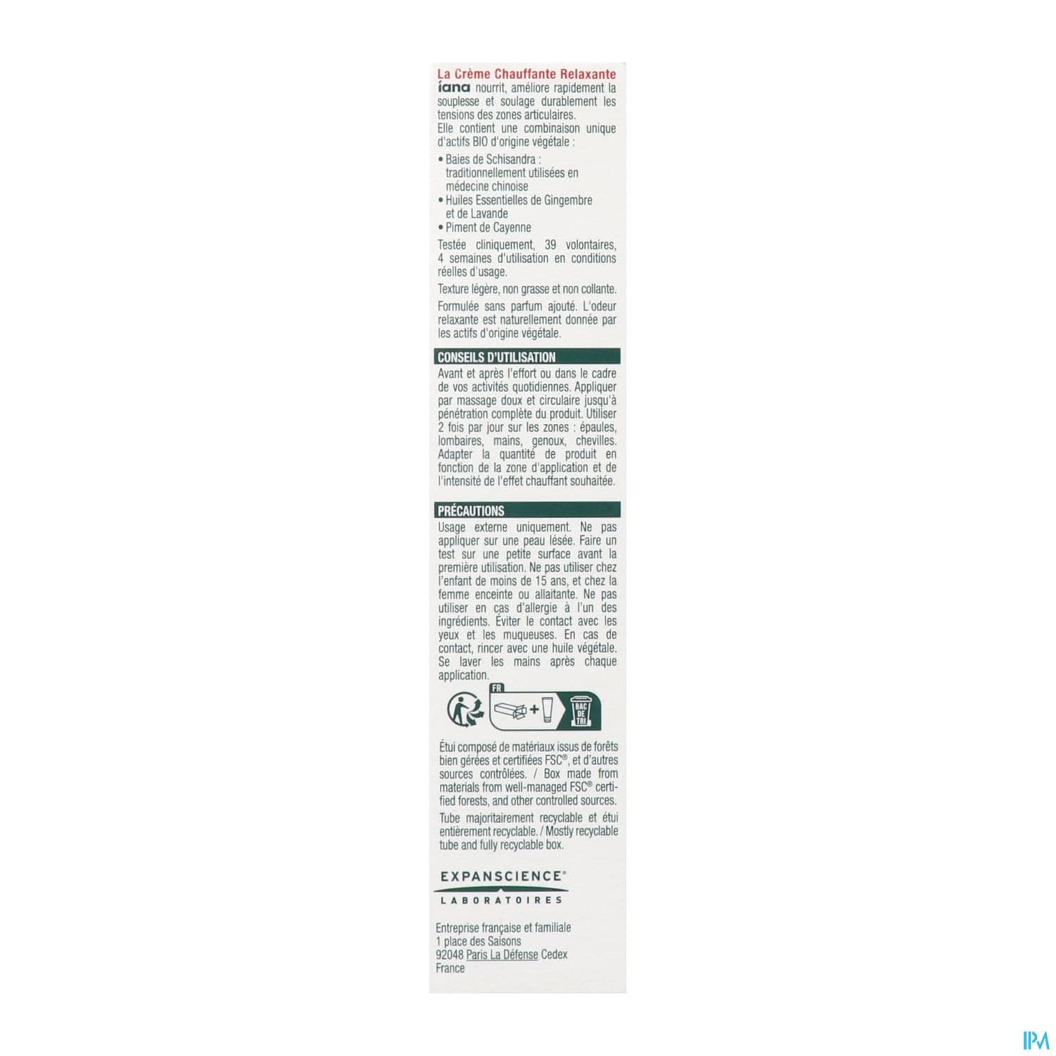 Iana Creme Chauffante Relaxante 100ml