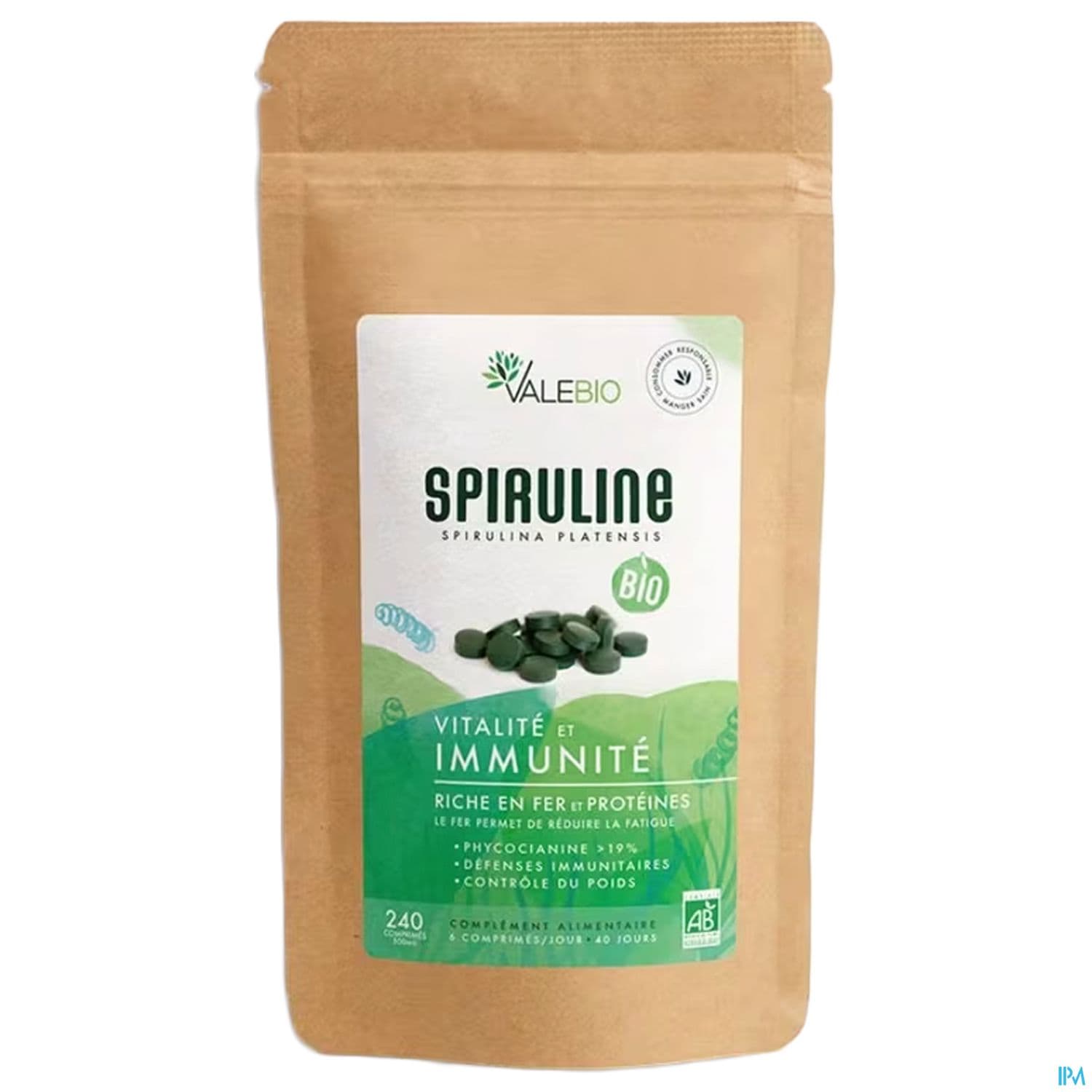 Valebio Complements Alimentaires Super Food Spiruline Bio Comprime 240