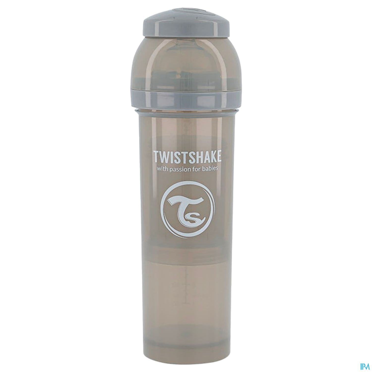 Twistshake Biberon Anticolique Gris Pastel 330ml + Boite Doseur Lait