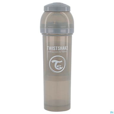 Twistshake Biberon Anticolique Gris Pastel 330ml + Boite Doseur Lait