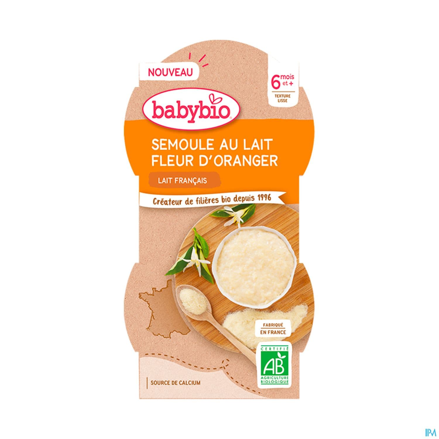 BABYBIO SEMOU/LAIT/FL ORANG 2X100G