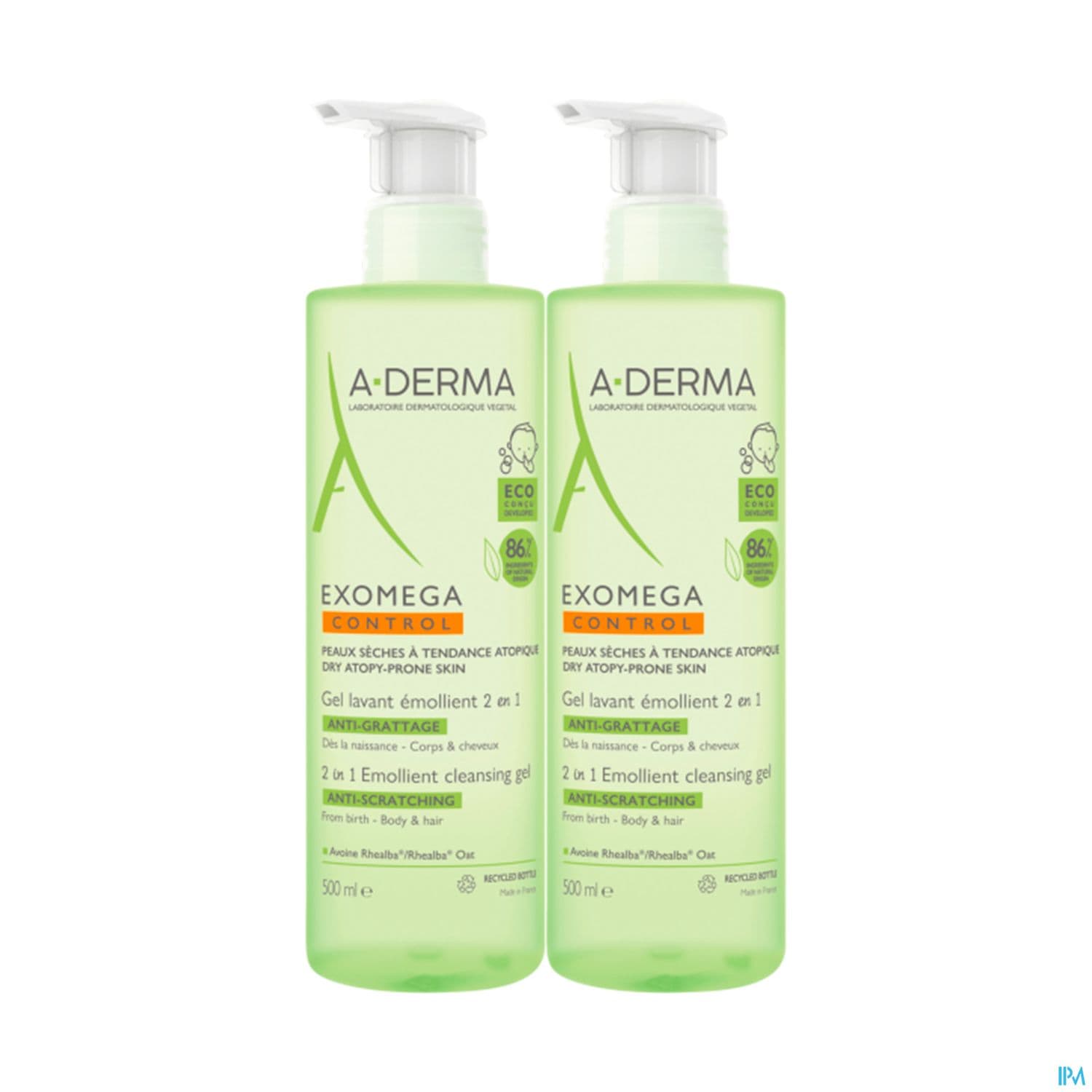 A-DERMA EXOMEGA CONT GEL LAV 2X500 — Grande Pharmacie Lazare Carnot 7j/7