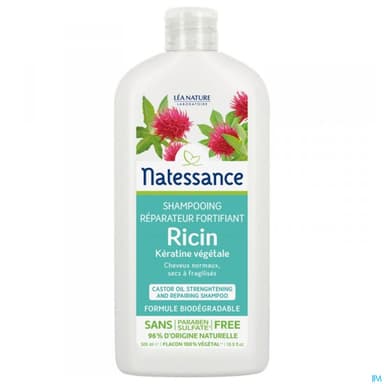 Natessance Naturel Shampooing Reparateur Fortifiant Ricin Keratine Vegetale 500ml