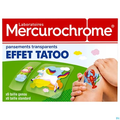 Mercurochrome Pansement Transparent Effet Tatoo X12