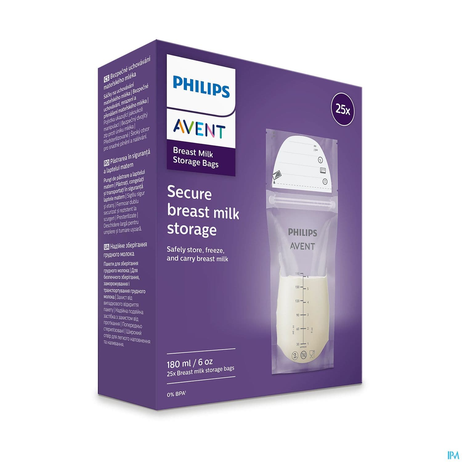 AVENT SACH CONSERV LAIT 180ML X25